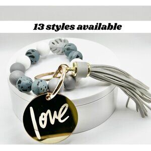 Silicone Key Ring Chain with acrylic pendant  13 styles available